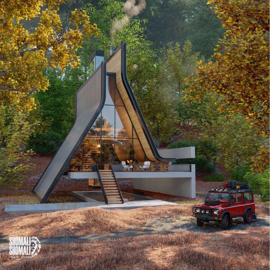 A-Frame Cabin Style Is Recreated To Contain A Best Water Feature In Its Design