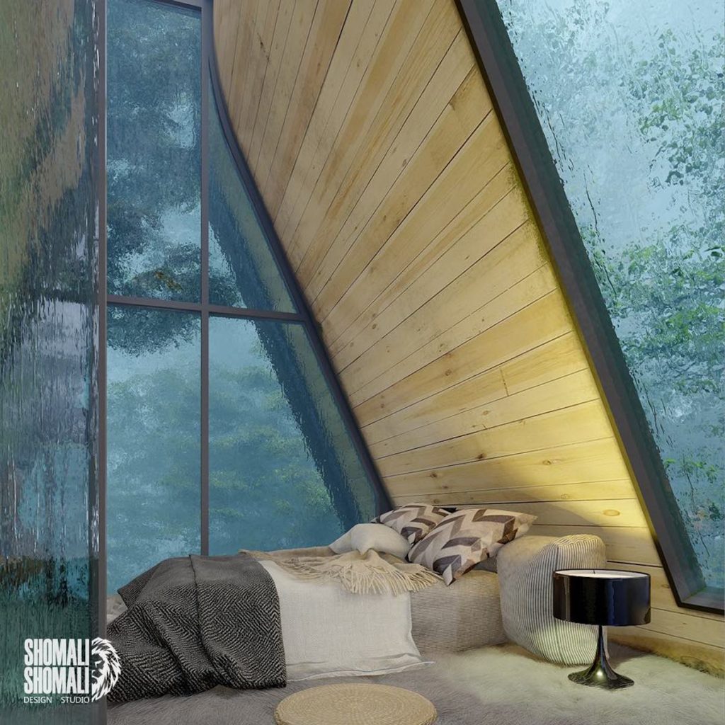 A-Frame Cabin Style Is Recreated To Contain A Best Water Feature In Its Design
