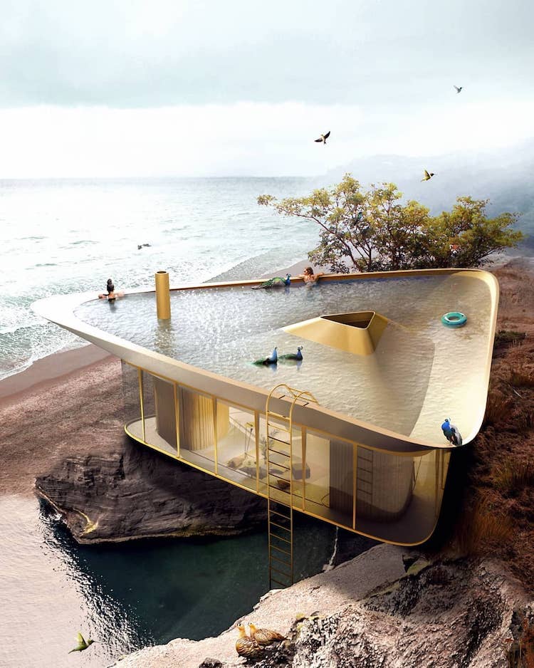 The Contemporary Summer House With A Roof Pool And Panoramic Views