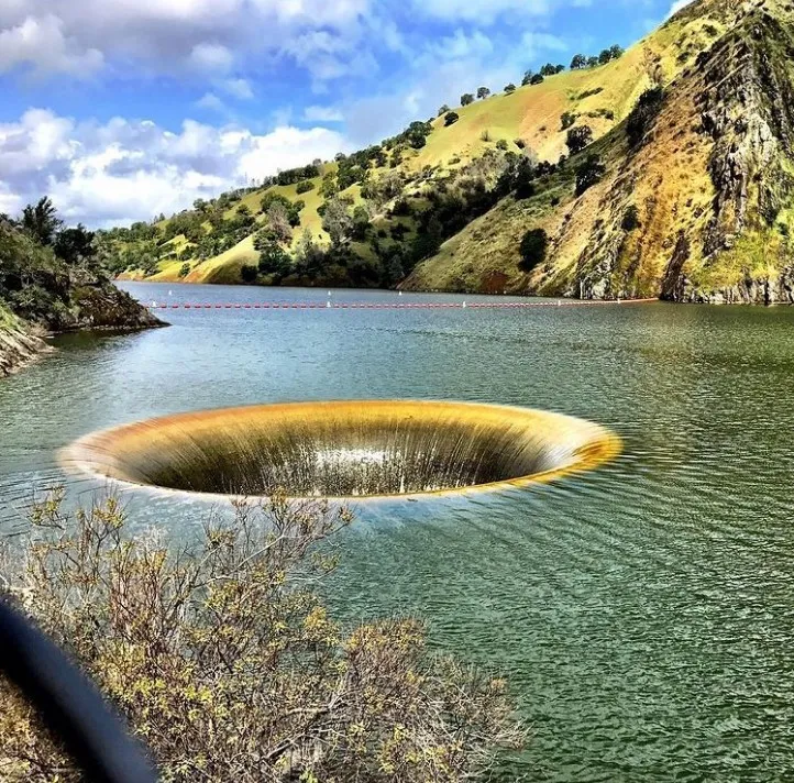 'Glory Hole' Sluice at Reservoir on the Monticello Dam in Northern California