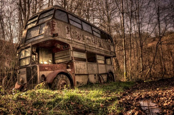 Mysterious Places With Ruins Of Abandoned Old Vehicles